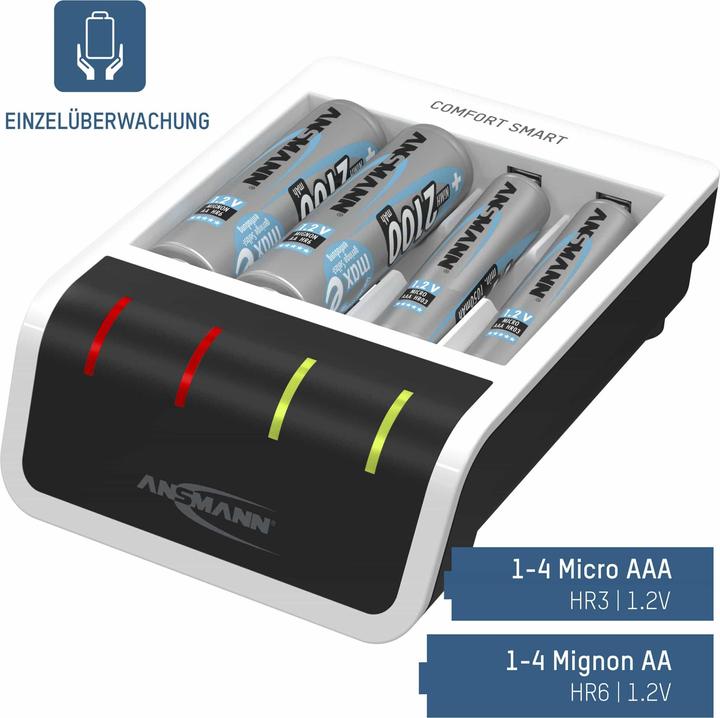 Produktbild Ansmann Comfort Smart Ladegerät (1 Stk., AAA, AA, 800 mAh, Ladegerät inkl. Akku)