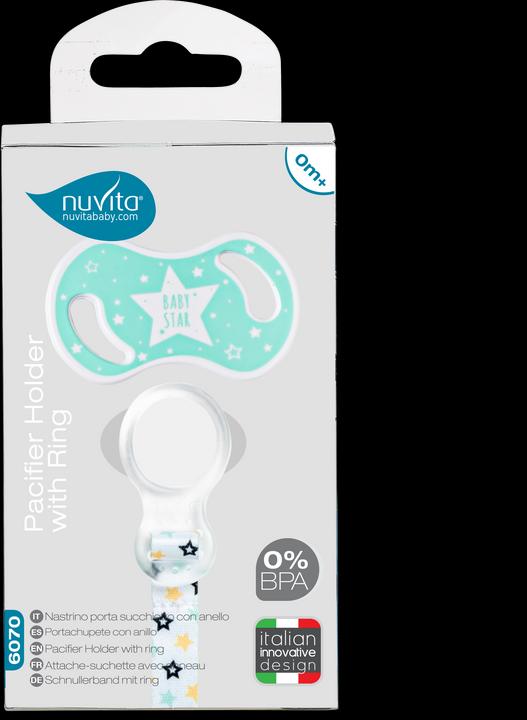Actual product image Nuvita Dummy Holder with Ring Green Cool (Baby Star) (1 x)