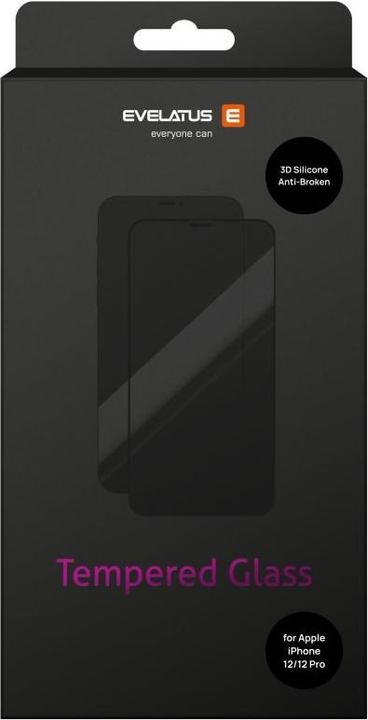 Evelatus Apple iPhone 12/12 Pro 3D Gomma Vetro Anti-Rottura (1 Pezzo/i, Realme 12 Pro+, Apple iPhone 12)