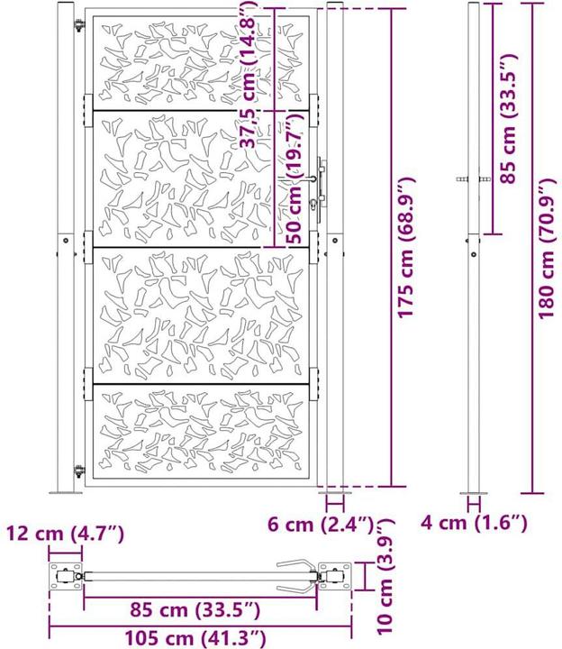 Immagine prodotto VidaXL Cancello da giardino nero 105x180 cm design ad ante in acciaio cancello per recinzione cancello da