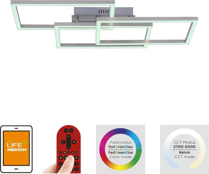 Actual product image Just Light LED Deckenlampe LOLAsmart - MAXI Steuerbar per Tuya App, CCT RGB dimmbar Fernbedienung (3240 lm)