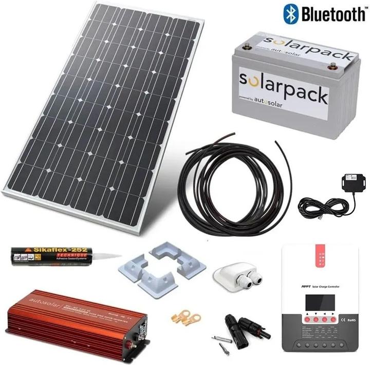 Actual product image Autosolar Complete package 160W (installation) with (LiFePo) 55Ah and 600W inverter incl. mounting material (160 W)
