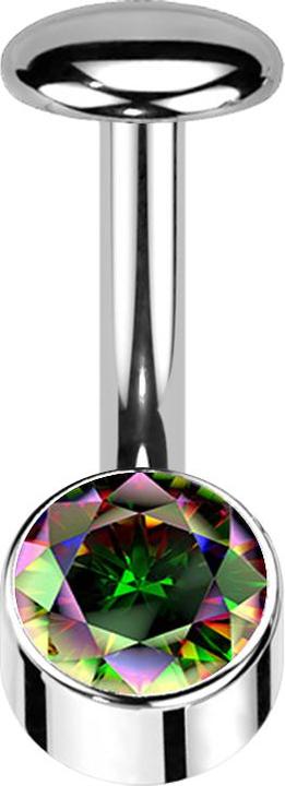 Star Piercing Threadless Labret-Stab Banane silber Zylinder silber Kristall dunkel multicolor (Titan G23)