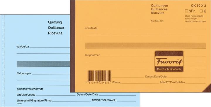 Actual product image Favorit Carbonless copybook Receipts with carbonless paper (150 x)