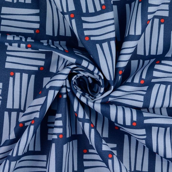 Image du produit Stoffrestposten Toile - Motif moderne sur bleu marine - Vente minimum : 1 mètre