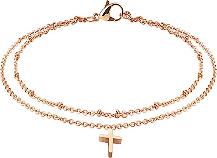 Actual product image Star Piercing Rose gold chain with cross (Surgical steel 316L)