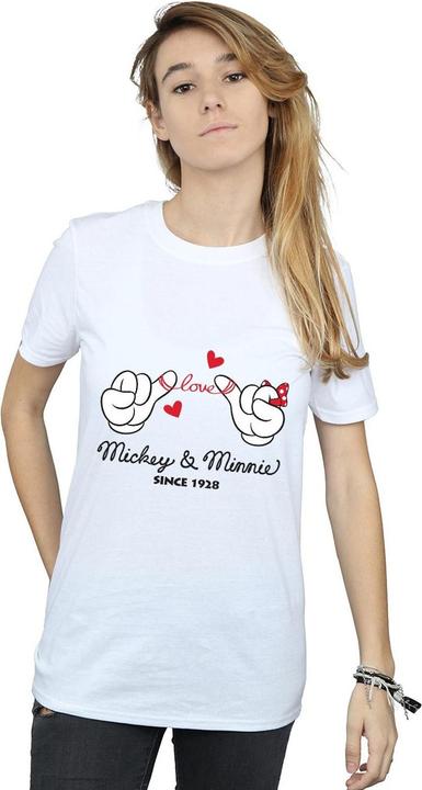 Actual product image Disney Womens/Ladies Mickey Mouse Love Hands Cotton Boyfriend T-Shirt (XXL)