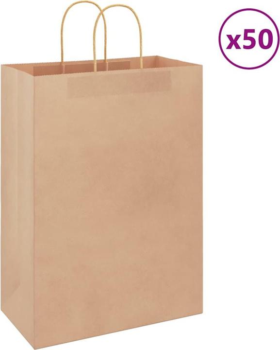 Actual product image VidaXL Kraft paper bags 50 pcs. with handle Brown 32x17x44 cm Paper bag (Gift bag, 50 x)