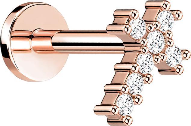 Image du produit Star Piercing Micro Labret femelle or rose croix avec cristal (Acier chirurgical 316L, Laiton)