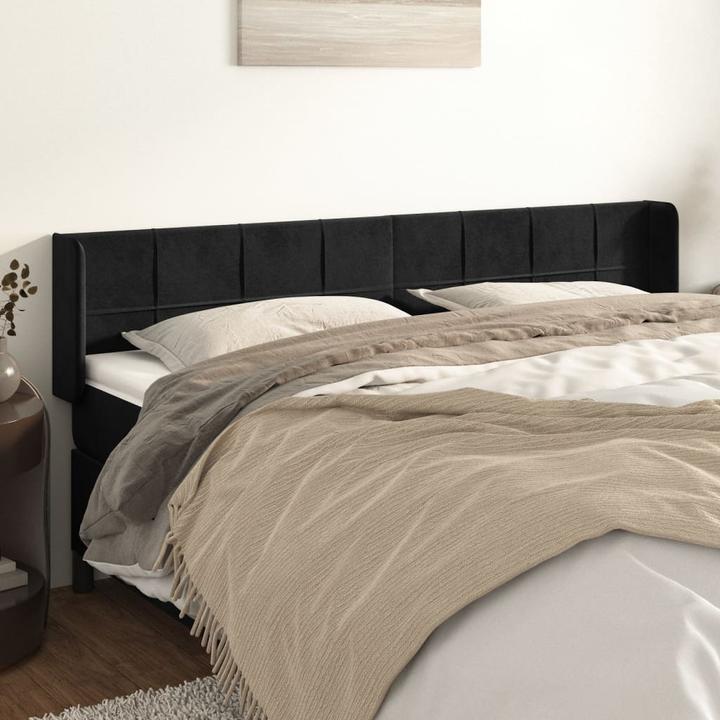 Produktbild VidaXL Kopfteil mit Ohren Schwarz 203x16x118/128 cm Samt,Farbe (203 x 16 x 128 cm)