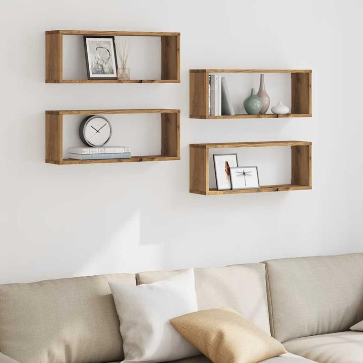 Produktbild VidaXL Wandregal Hängeregal Regalwürfel Cube Lounge CD Regal 4Stk. Artisan-Eiche (60 x 15 x 23 cm)