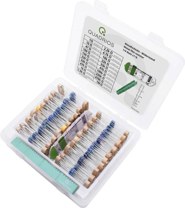 Produktbild Quadrios Metallschicht-Widerstand Sortiment 1/4W, ±1% mit Zubehör, 1002 tlg