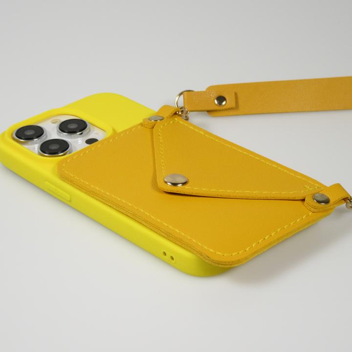 Immagine prodotto PhoneLook Cover in silicone morbido al tatto con tasca in pelle per carte o soldi e cordino integrato (Apple iPhone 14 Pro)