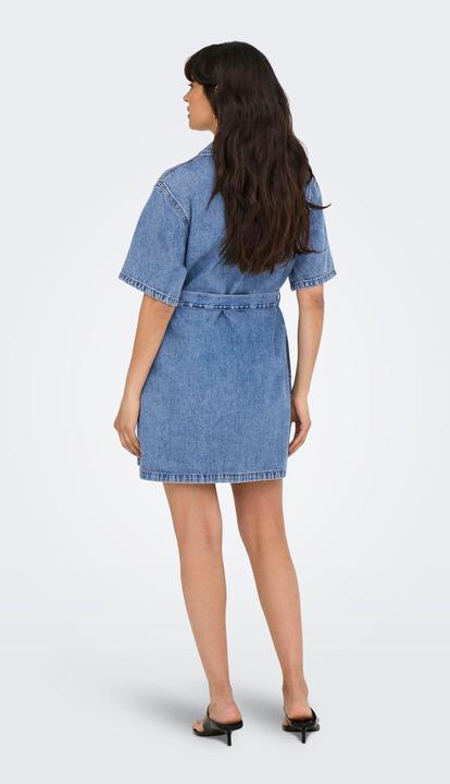 Produktbild Only Normal geschnitten V-Ausschnitt Kastige Ärmel Kurzes Kleid Jeanskleid (L)