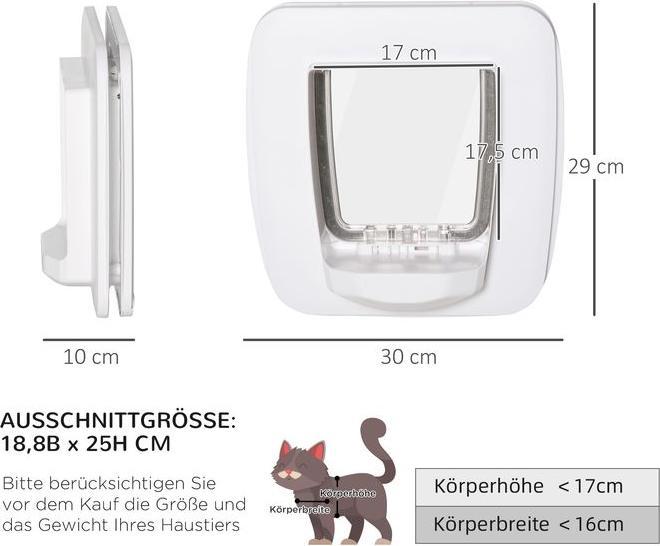 Actual product image Swisshandel24 Cat flap Dog flap with 4 locking options and magnet, for inside and outside doors, 30x29x10c (Manual cat flap)