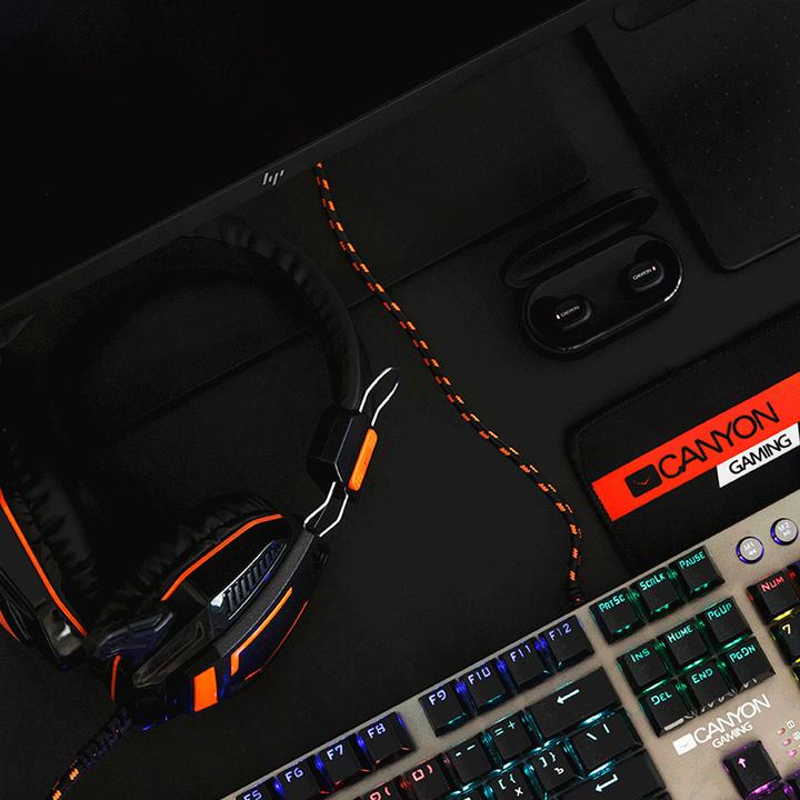 Actual product image Canyon Gaming headset with 3.5 mm connector with microphone and volume control, cable 2 m, Black CND (Cable)