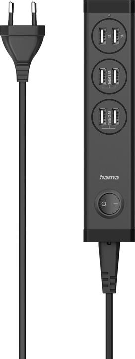 Hama USB multi charger, 6 ports USB-A for tablets and smartphones, 34W (34 W)