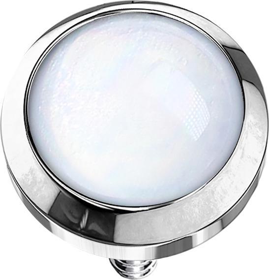 Image du produit Star Piercing Dermal Anchor argenté avec pierre époxy blanche (sans laiton, Acier chirurgical 316L)