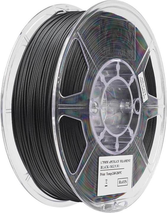 Produktbild eSUN ePETG-CF Carbon Schwarz Filament 1.75mm 1Kg (PETG, 1.75 mm, 1000 g, Schwarz)