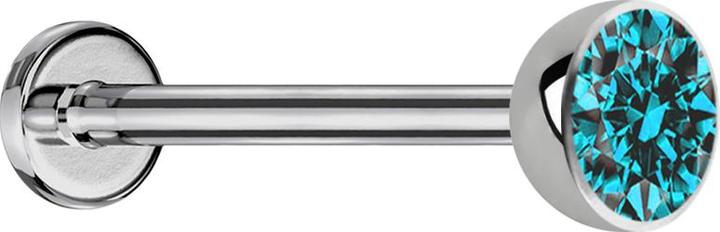 Produktbild Star Piercing Micro Threadless Labret silber Halbkugel mit Kristall aqua (ohne Messing, Titan G23)