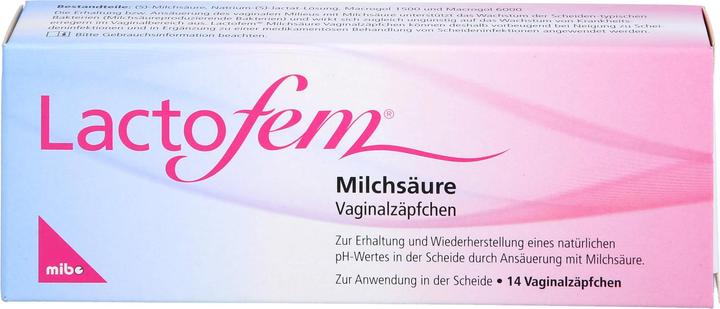 Produktbild Mibe Lactofem Milchsäure Vaginalzäpfchen, 14 St. Zäpfchen (Vaginalzäpfchen)
