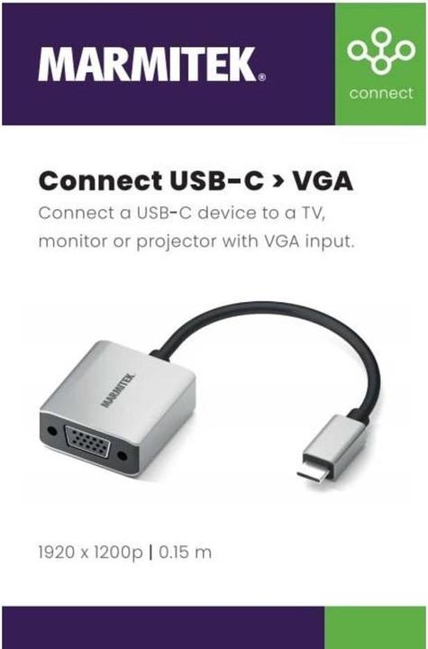 Actual product image Marmitek Adapter Connect USB-C > VGA (USB-C, VGA, 15 cm)