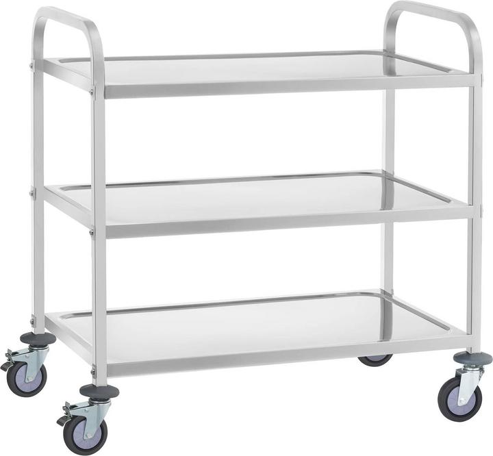 Royal Catering Carrello inox - 3 ripiani - fino a 150 kg - 2 freni