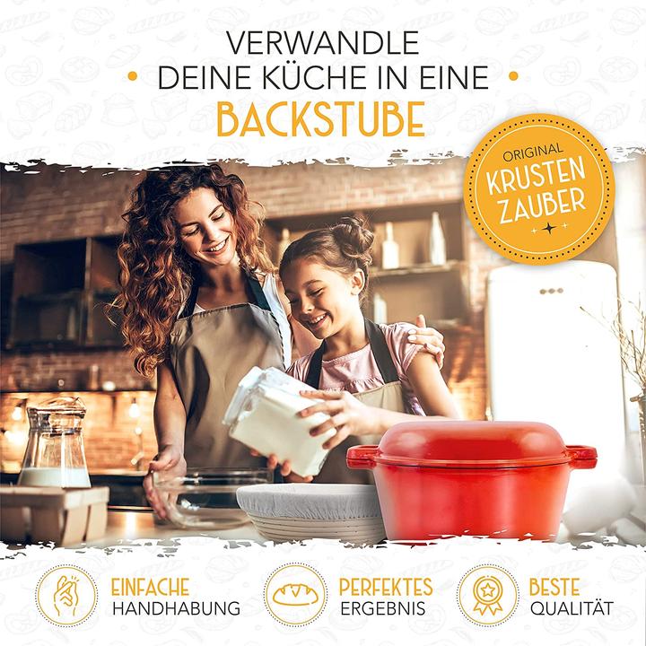 Produktbild Krustenzauber Gusseisen Topf Brot Backen 2in1 Emaille Rot