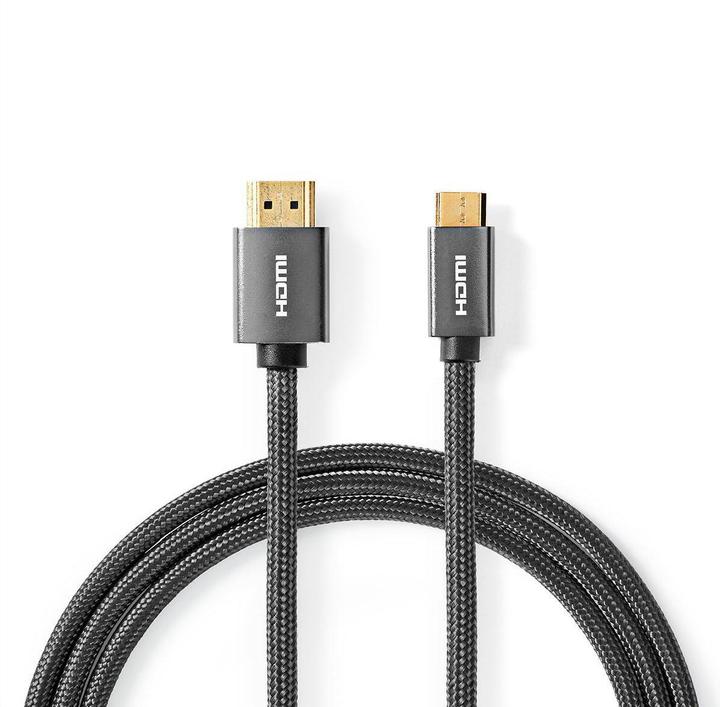Actual product image Nedis High Speed??HDMI T Cable with Ethernet HDMIT Male HDMIT Mini Male 4K@60Hz 18 Gbps 2.00 m (2 m, HDMI)