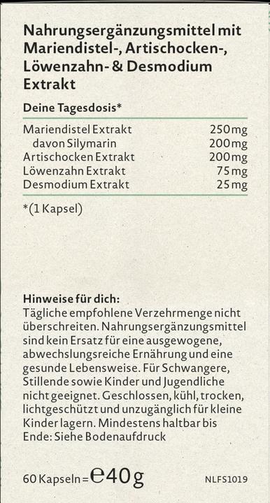 Nutritional values and ingredients Nature Love Milk thistle complex (60 Piece, Capsules, 40 g)