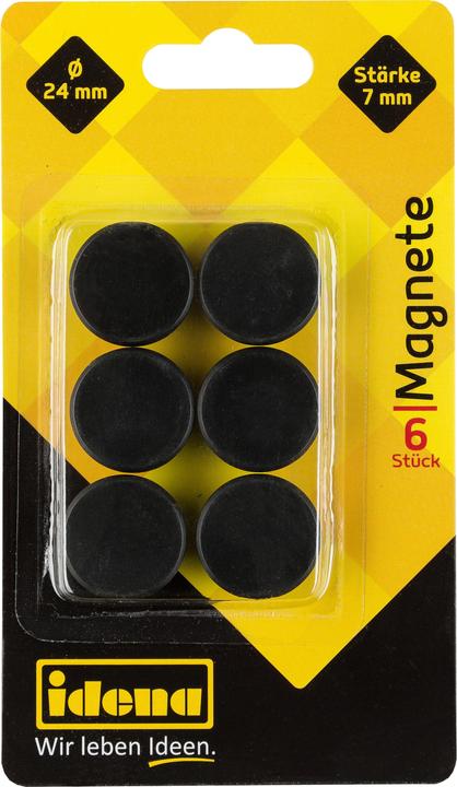 Produktbild Idena Magnete rund 6 Stück, schwarz, Ø24mm (6 x)