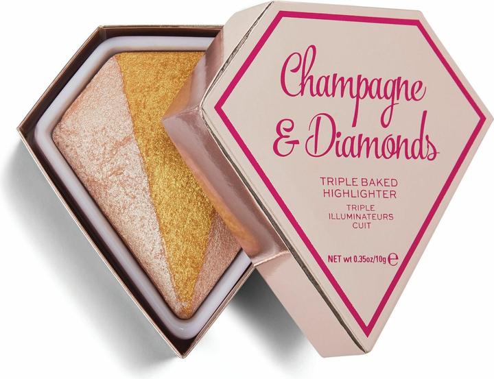 Makeup Revolution I Heart Makeup Highlighter triple baked (Champagne et diamants, Highlighter, Contour, 10 g)