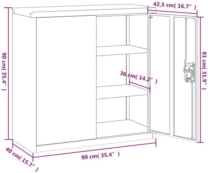 Immagine prodotto VidaXL Aktenschrank (90 x 40 x 90 cm)