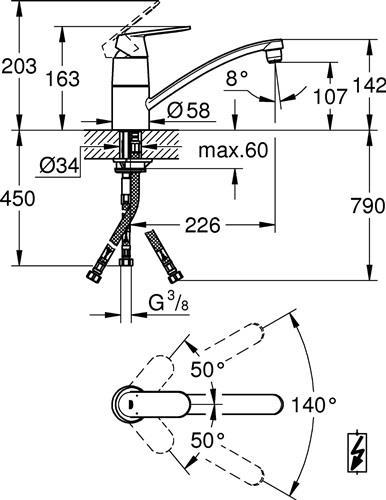Actual product image Grohe Low-pressure faucet Eurosmart Cosmopolitan glossy chrome 31179000