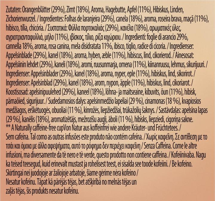 Nutritional values and ingredients Lipton Apple & Cinnamon (44 g)
