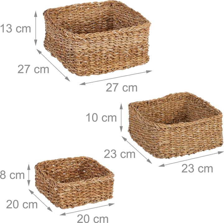 Produktbild Relaxdays 3-tlg. Aufbewahrungskorb-Set (3 x, 27 x 27 x 13 cm)