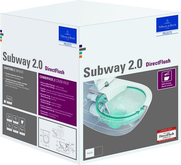 Immagine prodotto Villeroy & Boch V&B Combi-Pack SUBWAY 2.0 m WWC ti. DF u WCSitz SlimSeat we cplus