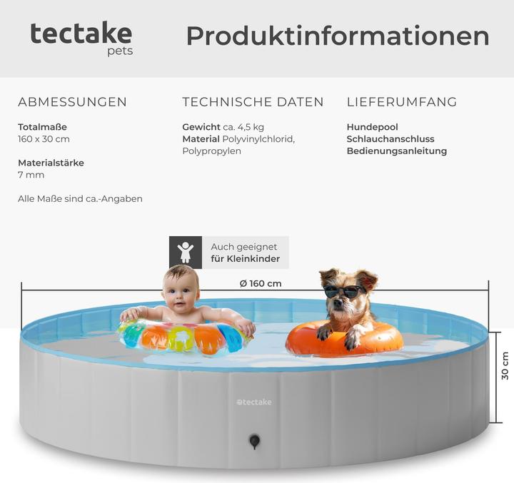 Actual product image tectake dog pool Nele, foldable, with hose connection (Dog pool)
