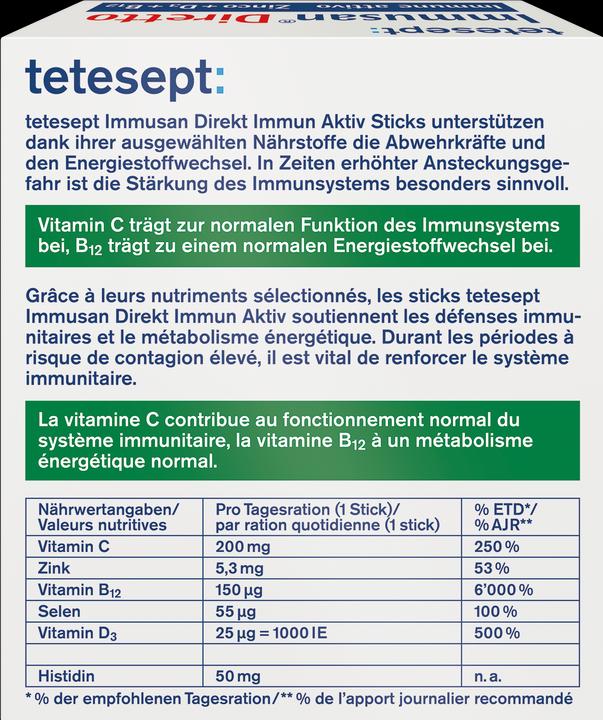 Produktbild Tetesept Immusan Direkt Immun Aktiv Zink+D3+B12 (20 Stück, Stift)