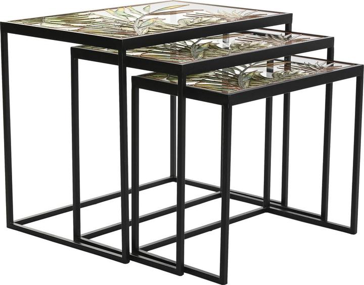 Actual product image DKD Home Decor Set of 3 tables Black Green Golden 60 x 40 x 50 cm