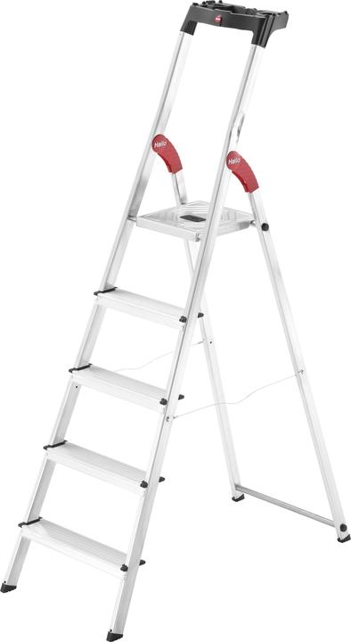 Hailo L60 StandardLine, Alu-Sicherheits-Stehleiter, 5 Stufen (Stehleiter, 184 cm)