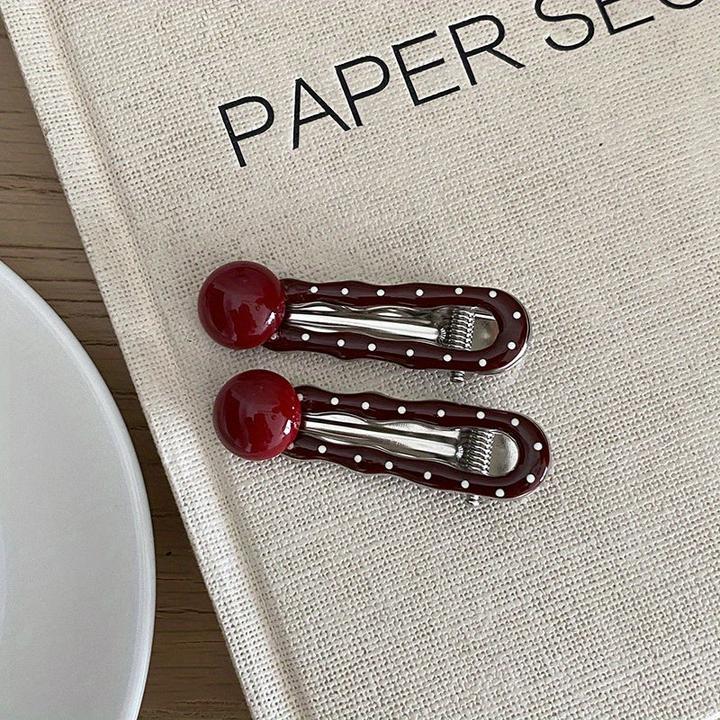 Actual product image Activity Board Red and white dotted vintage-style hair clips - set of 2