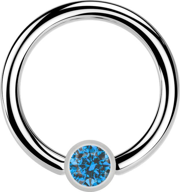 Immagine prodotto Star Piercing Anello con chiusura a sfera in argento e cristallo azzurro (Acciaio chirurgico 316L, senza ottone)
