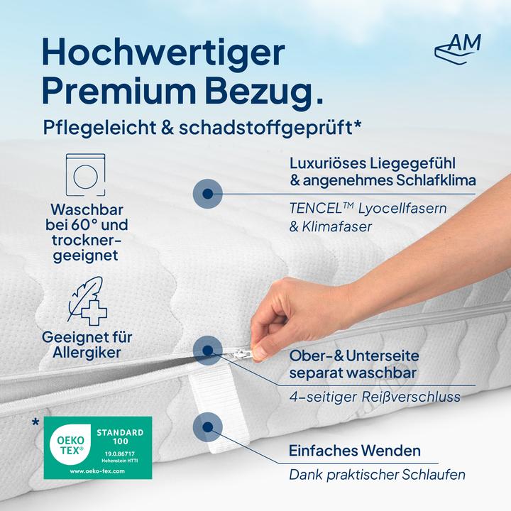 Produktbild AM Qualitätsmatratzen Premium 7-Zonen Taschenfederkern (140 x 220 cm, Federkern)