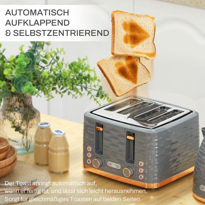 Actual product image Swisshandel24 Wasserkocher Toaster Set mit 1,7L Wasserkocher, 4 Scheiben Toaster Grau (1.70 l)