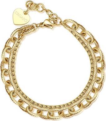 Sagapo S'Agapõ - Modern Double Chunky Gold Plated Bracelet SHK66