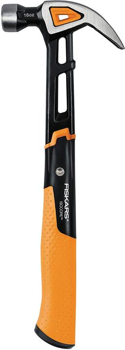 Fiskars Universal hammer IsoCore M with curved claw, length: 34 cm, weight: 884 g, black/orange (884 g)