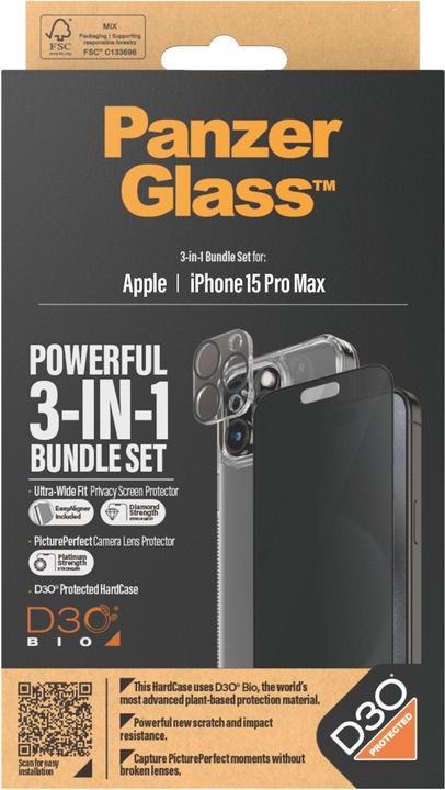 Immagine prodotto PanzerGlass Pacchetto Privacy 3 in 1 (1 Pezzo/i, Apple iPhone 15 Pro Max)