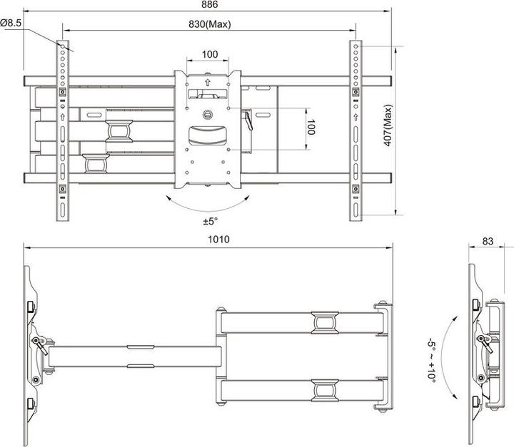 Produktbild Multibrackets M Universal (Wand, 75", 40 kg)