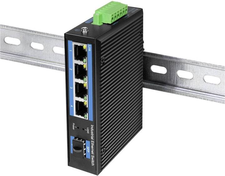 Actual product image LogiLink Industrial Gigabit Ethernet Switch, 4-port 1000 Mbit/s + 1 port SFP (5 Ports)